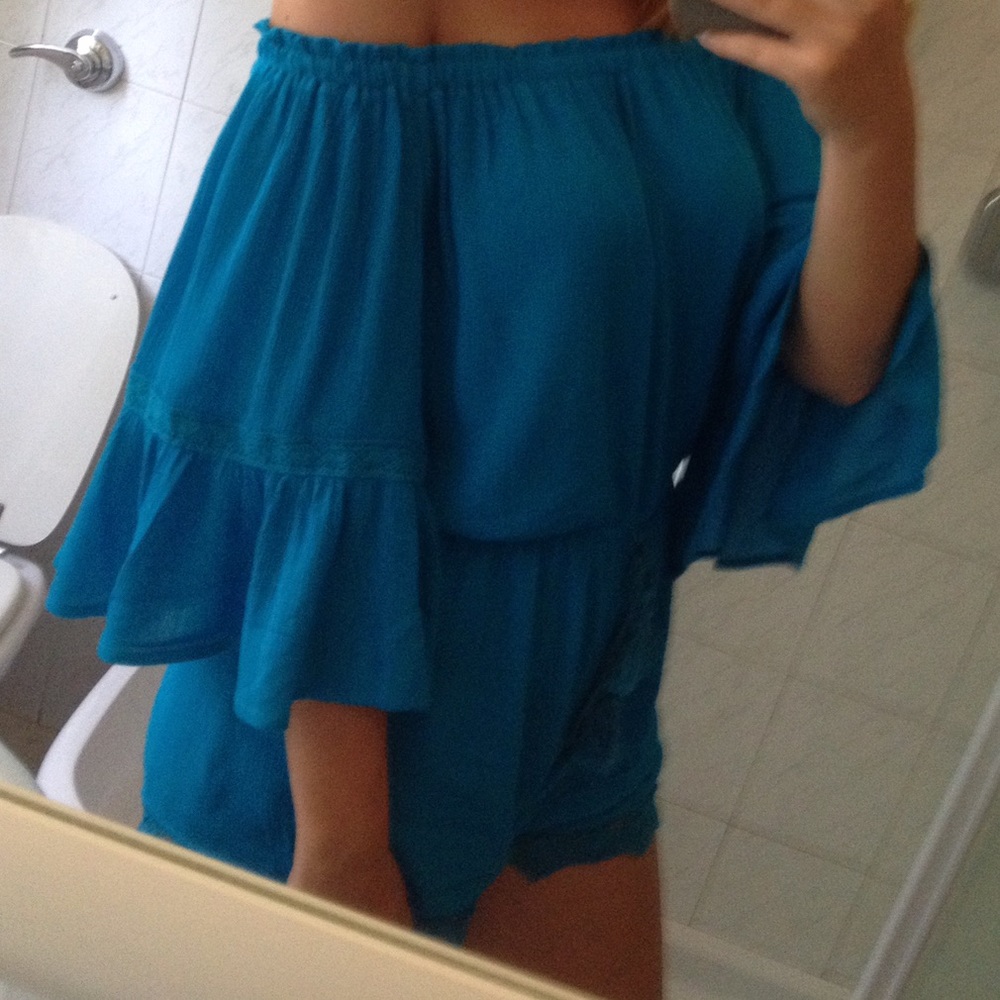 Bright blue romper!